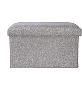 ZLY Folding Stool Storage Ottoman Polyester Fabric Linen Foot Rest Seat Clutter Collection 14"x8"x8"