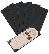 FLKQC Restaurant Menu Covers Holders 4.25" x 11" | Pack of 5 Synthetic Leather Single Panel One V...