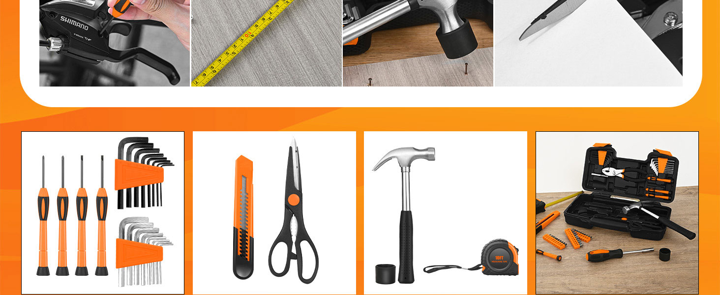 58 Piece Household Tool Set, General Household Hand Tool Kit with Plastic Toolbox Storage Case