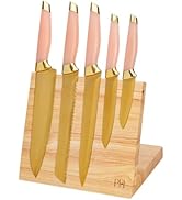 Paris Hilton Knife Block Set with Magnetic Wooden Knife Block, High Carbon Stainless Steel Blades...