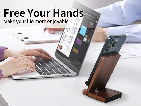 Wood phone holder for desk 1