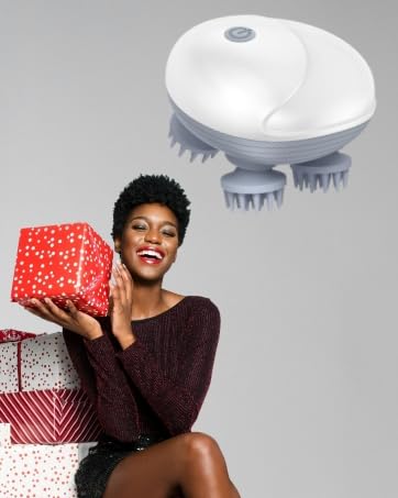 Electric Scalp Massager for Men Women Handheld Cat Dog Pet Head Massager with 4 Massage Heads