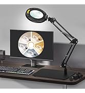 Magnifying Glass with Light and Stand 12X 20X Desktop Magnifier Desk Lamp Close Work Up for Table...