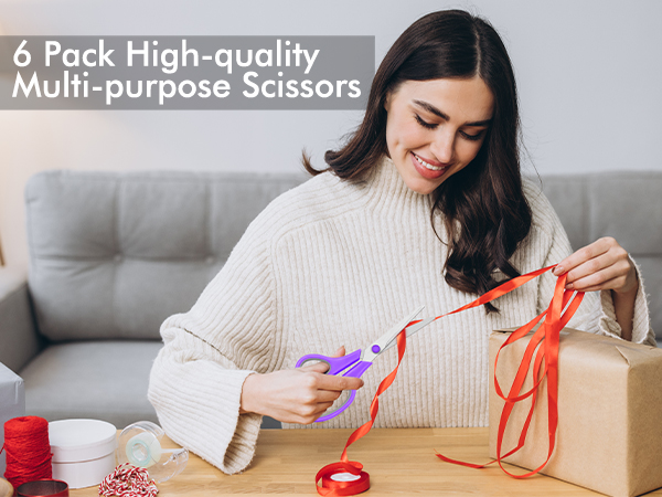 6 Packs Scissors Bulk, 8 Inch Scissors All Purpose Sharp Sewing Fabric Shears