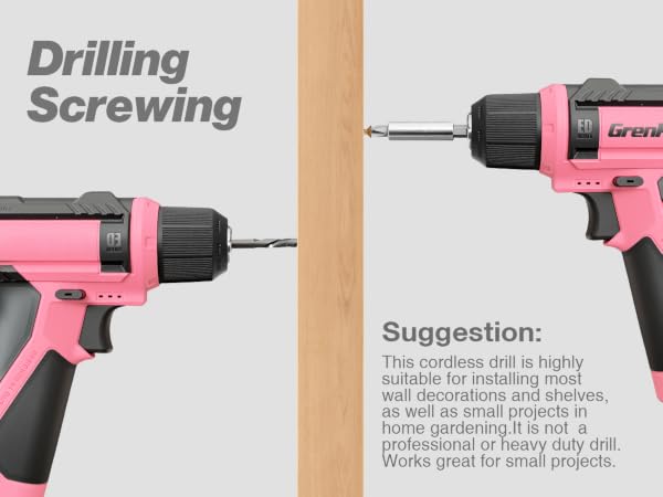 Cordless drill demonstrating dual drilling and screwing capabilities for small household projects