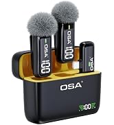 OSA Lavalier Microphone for Phone with Charging Case and Transmitter Digital display - Set of 2, ...