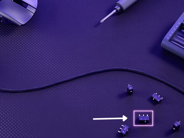 zoomed in and labeled image of ROG gladius III core micro switch