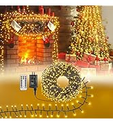 Ollny Cluster Lights for Christmas Tree, 400LED 20ft Warm White Christmas Lights Outdoor 8 Modes ...