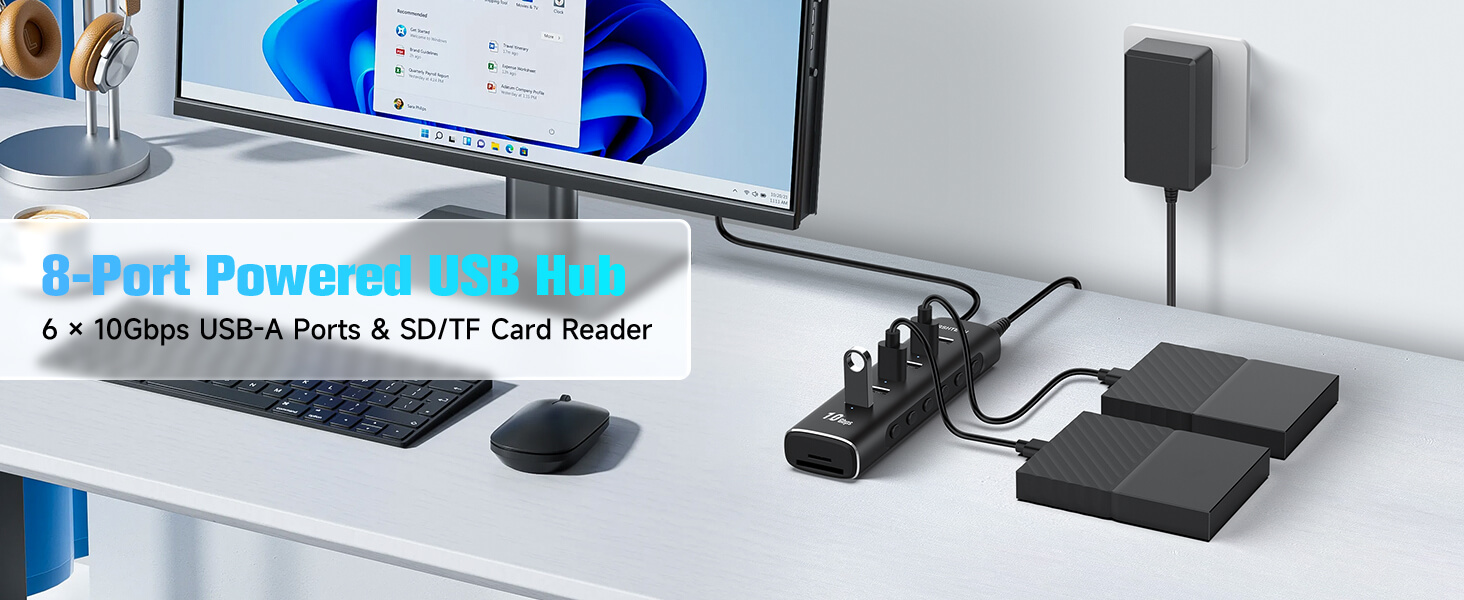 powered usb 3.2 hub 8 ports