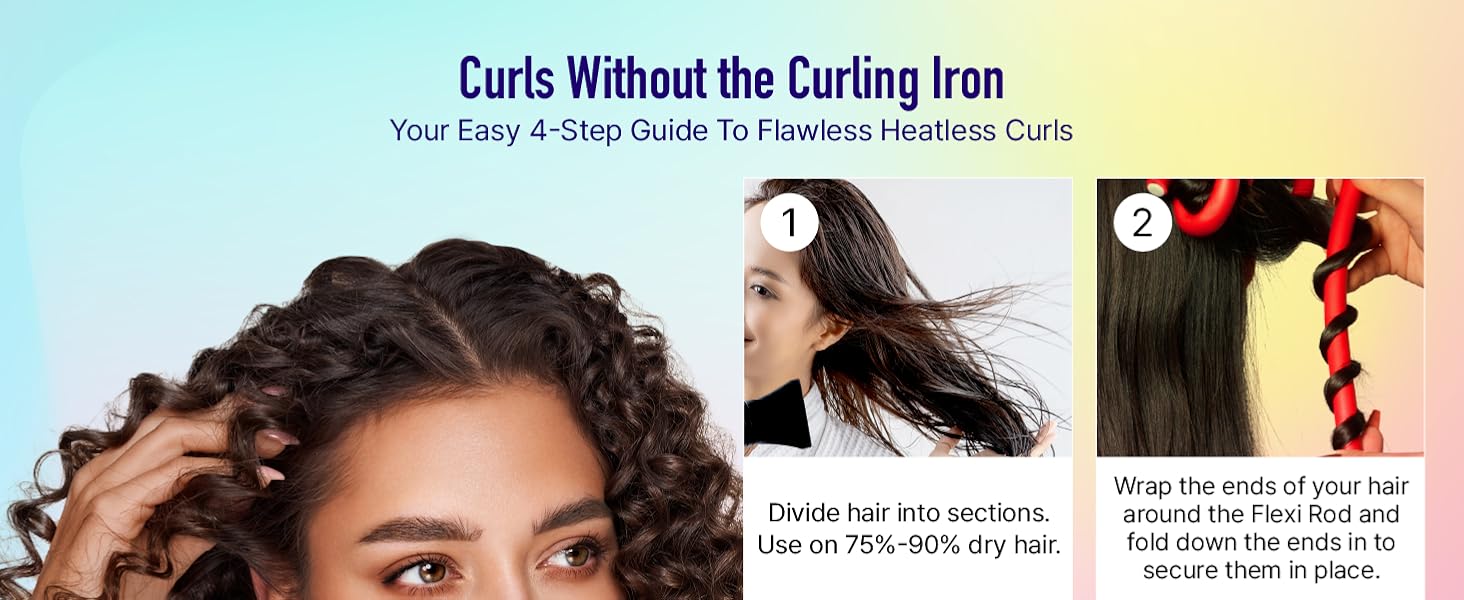 red by kiss flexi rods bouncy heatless curl wave overnight no heat flexible hair curler foam no slip