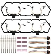 FGJQEFG Injector Glow Plug Harnesses + Valve Cover Gaskets + Glow Plugs Kit Compatible with 94-03...