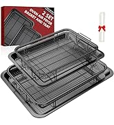 Air Fryer Basket, 2 Set Oven Air Fryer Basket and Tray with 60 PCS Parchment Papers, DEGOVIN Cris...