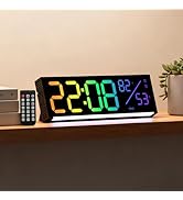 45MinST 11-Inch LED Wall Clock with RGB Flowing Light, Seconds, Date, Time, Temperature Display |...