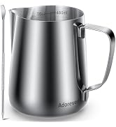 Adorever Milk Frothing Pitcher, 16oz 480ml Milk Frother Cup Stainless Steel Steaming Pitcher, Cof...