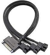 Sata to Fan Adapter Power Splitter Cable for 3 Pin or 4 Pin Computer PC Case Fan,10 inches 2 Pack