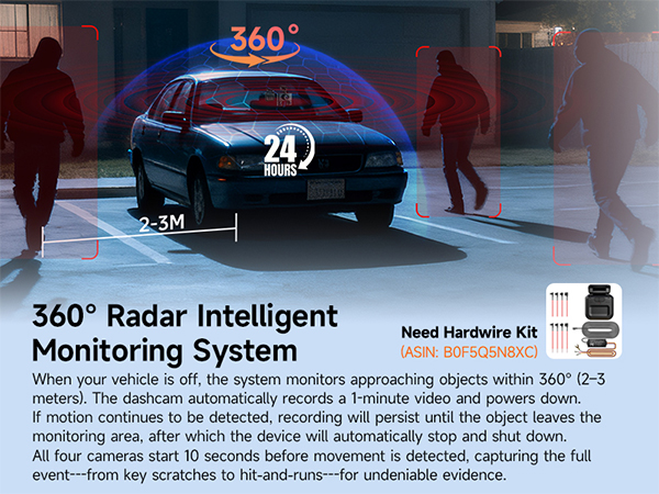 24/7 recording dash cam 360
