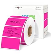 PARLAIM 2.25 X 1.25 inch Square Direct Thermal Printing Label, 1000pcs Tearproof Fluorescent Pink...