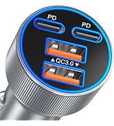 Car Charger USB C, 90W Super Fast Charging Cigarette Lighter Adapter Multi Port Dual 45W 12V USB-...