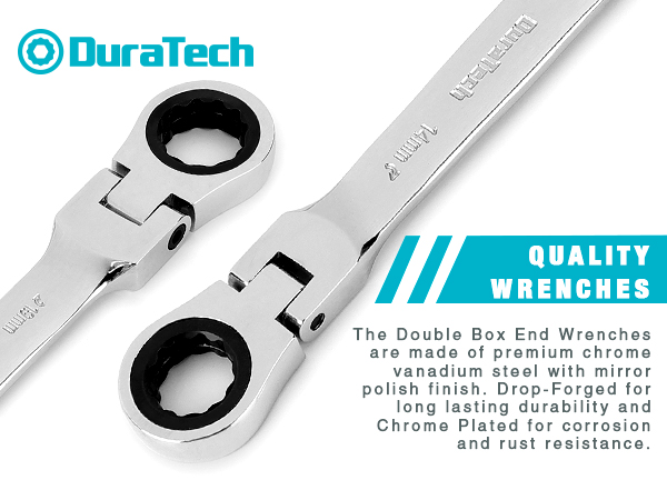 7-in-1 flexible head ratchet wrench set is made of high quality chrome vanadium steel