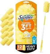 Swiffer Duster Heavy Duty 3 ft Extended Handle Dusting Kit (1 Duster, 12 Refills)