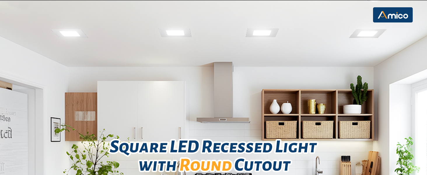 Square LED Recessed Light with Round Cutout