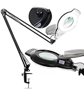 10X Magnifying Glass with Light and Stand, NUEYiO 2200 Lumen Stepless Dimmable LED Magnifying Lam...