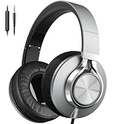 AILIHEN Headphones Wired with Microphone &amp; Volume Control, Over-Ear Foldable Noise Isolation Head...
