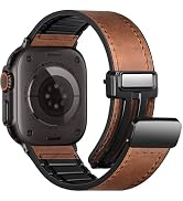 Charlam Magnetic Leather Bands Compatible with Apple Watch Bands 49mm 46mm 45mm 44mm 42mm 41mm 40...