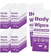 50Pcs Disposable Body Wipes, 7.8 x 9.8 inch Individually Wrapped Bath Wipes for Women and Men, No...