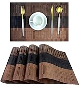 PIGCHCY Placemats,Durable Placemats for Dining Table,Washable Woven Vinyl Kitchen Placemats Set o...