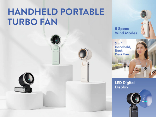 mavie personal fan portable neck cooling hands free bladeless airflow rechargeable quiet small turbo