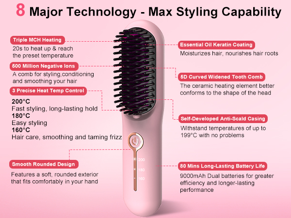 portable hair straightener brush