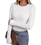 GKBK Women Cotton Long Sleeve Shirts with Thumb Holes Basic Slim Fit Tee | Wear with leggings, So...