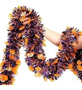 Halloween Garland Decor,33Ft Glitter Tinsel Pumpkin Garland Decorations for Tree Car Golf Cart Pa...