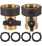 AuySier 2 Pack Garden Hose Shut Off Valve, Easy Grip Rubber Handle, 3/4" Heavy Duty Solid Brass F...