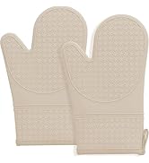 Hovico Silicone Oven Mitts, Heat Resistant 500F Kitchen Mitts 2PCS, 11.6" BPA-Free Soft Baking Gl...