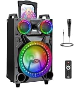 ROXAAN Portable Wireless Bluetooth Hi-Fi Speaker with 12" Subwoofer - PA System with Bass/Treble/...