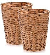 ZOOFOX 2 Pack Resin Wicker Trash Can, Wicker Waste Basket for Bathroom, Decorative Weave Garbage ...