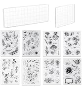 UCEC 8 Sheets Clear Stamps Set for Card Making, 2 PCS Acrylic Stamp Block (15*5cm &amp; 7.5*7.5cm), V...