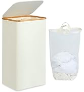 efluky Laundry Hamper with Lid, 100L Tall Laundry Basket with Bamboo Handles for Clothes and Toys...