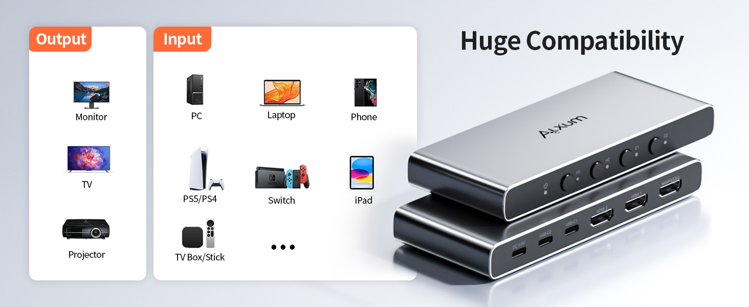 video switcher with type c +hdmi