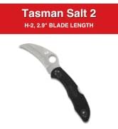 Spyderco Tasman Salt 2 Lightweight Knife with 2.91" H-1 Ultra-Corrosion-Resistant Steel Blade and...