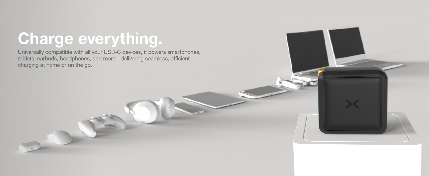 Charge everything - smartphones, tablets, laptops, headphones, earbuds, speakers, gaming controllers