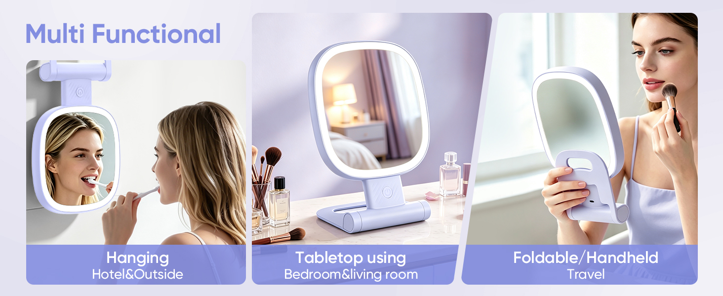 Multi functional makeup mirror