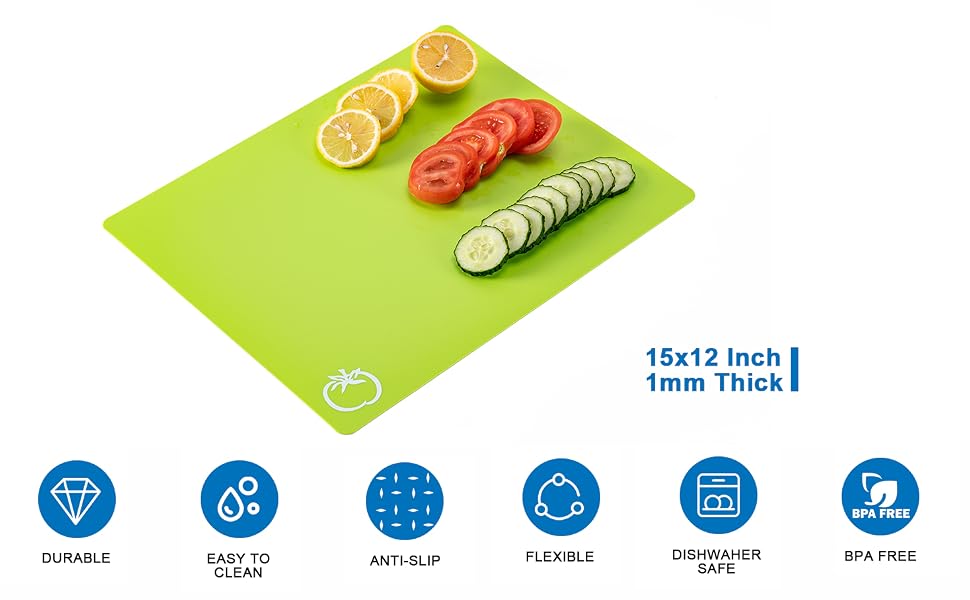 When cutting meat, the flexible cutting board will stay in place.