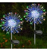 Solar Garden Lights Outdoor, 2 Pack 120 LED Twinkling Solar Firework Lights Decorative with 2 Mod...