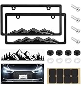 2PCS Mountain License Plate Frames Kit with Mountain Tree Car Decal,Rustproof License Plate Frame...