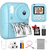 W &amp; O Kids Camera Instant Print,Instant Camera for Kids,2.5K UHD Digital Camera with 2.6" LCD, Du...