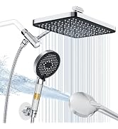 12 Inch Wide Rain Shower Head with Filtered Handheld Combo, High Pressure Rainfall Shower Head, 9...