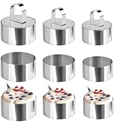 Uncle Jack 9 Pieces Round Cake Ring Molds, Stainless Steel Cake Ring Mold with Pusher, for Kitche...